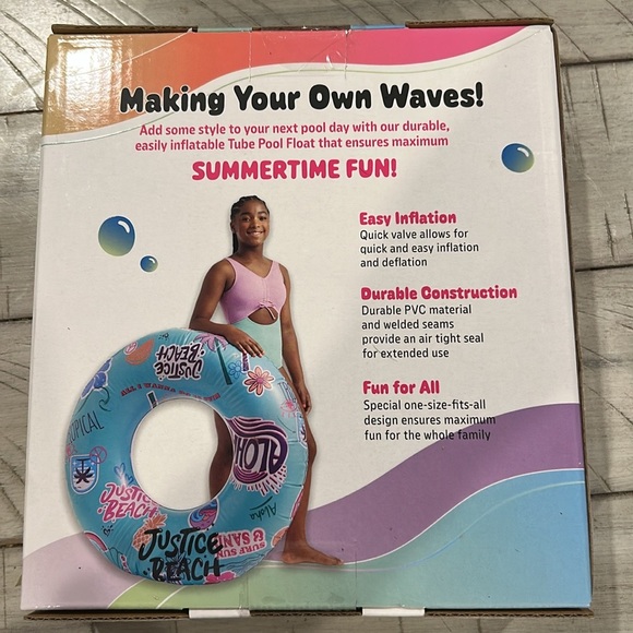 NWT Tube Pool Float Outdoor/Indoor Water Fun Quick valve Easy Inflation Justice - Picture 3 of 4